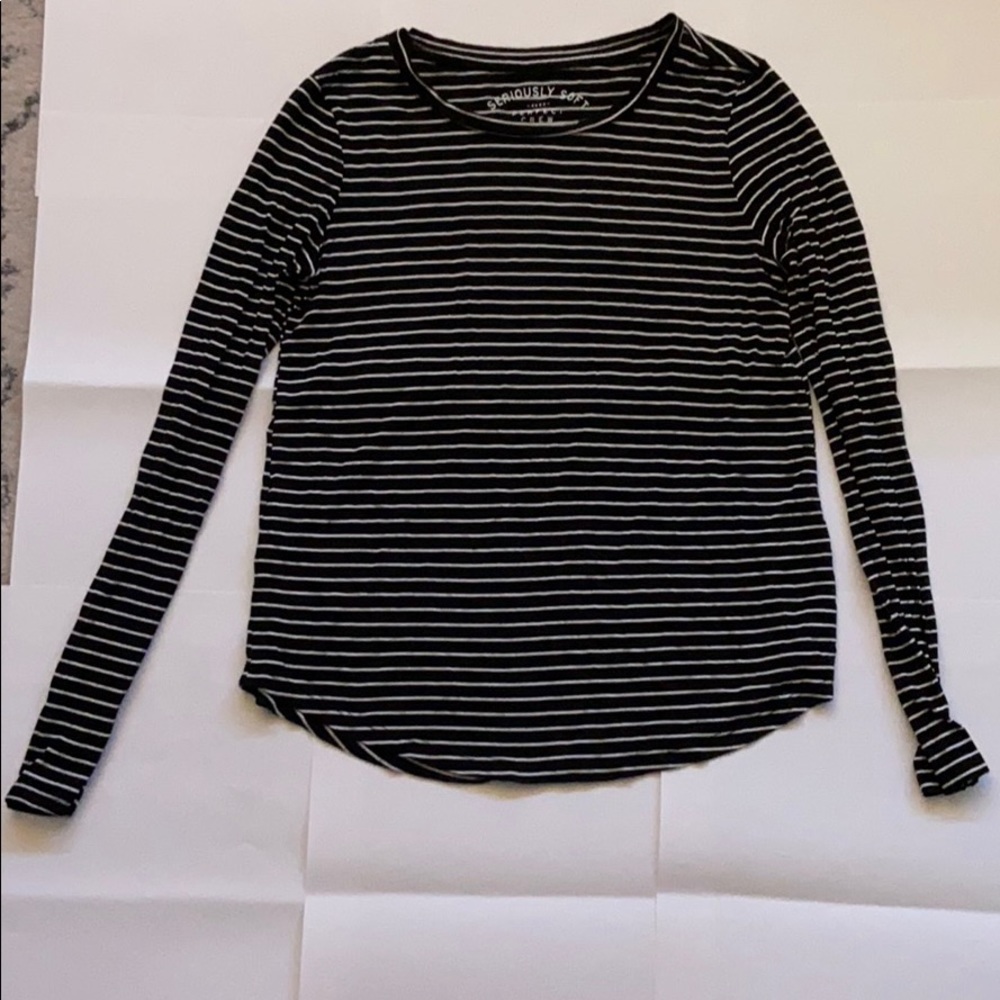 black and white striped long sleeve shirt